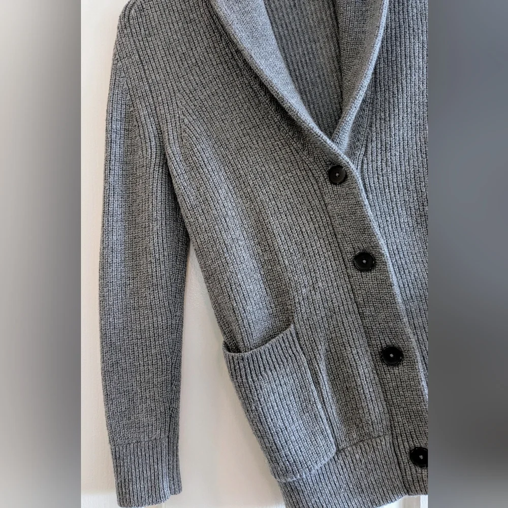 Everlane The Chunky Knit Wool Gray Cardigan Small Cabincore Preppy Academia - Picture 7 of 13